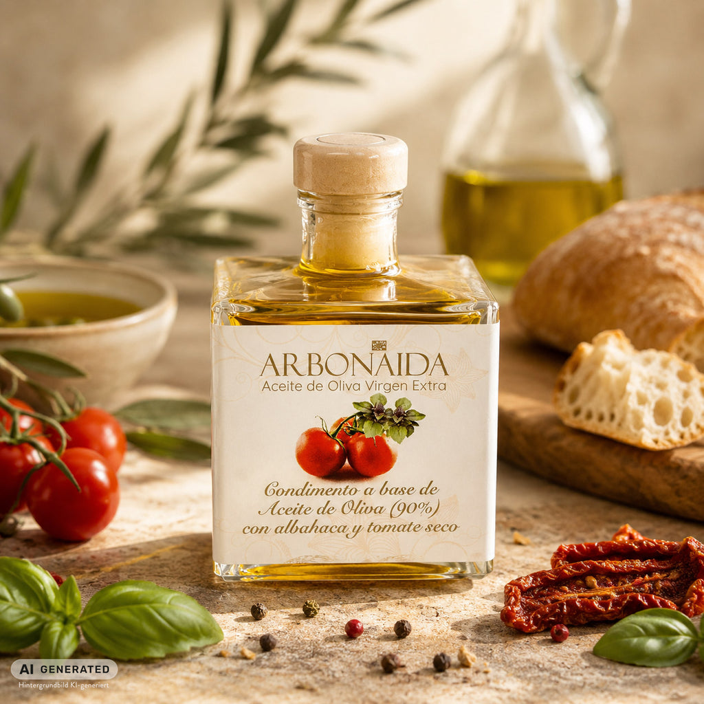 Arbonaida Mikado Esencia – Olivenöl mit Basilikum & Tomate | 100 ml | Spanien