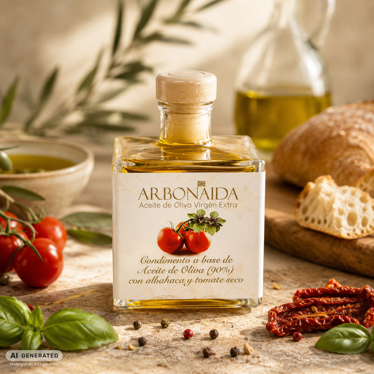 Arbonaida Mikado Esencia – Olivenöl mit Basilikum & Tomate | 100 ml | Spanien