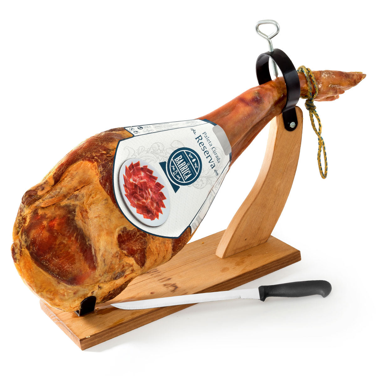 Serrano-Schinken Paleta Reserva Barrica - Mit Schinkenständer und Messer