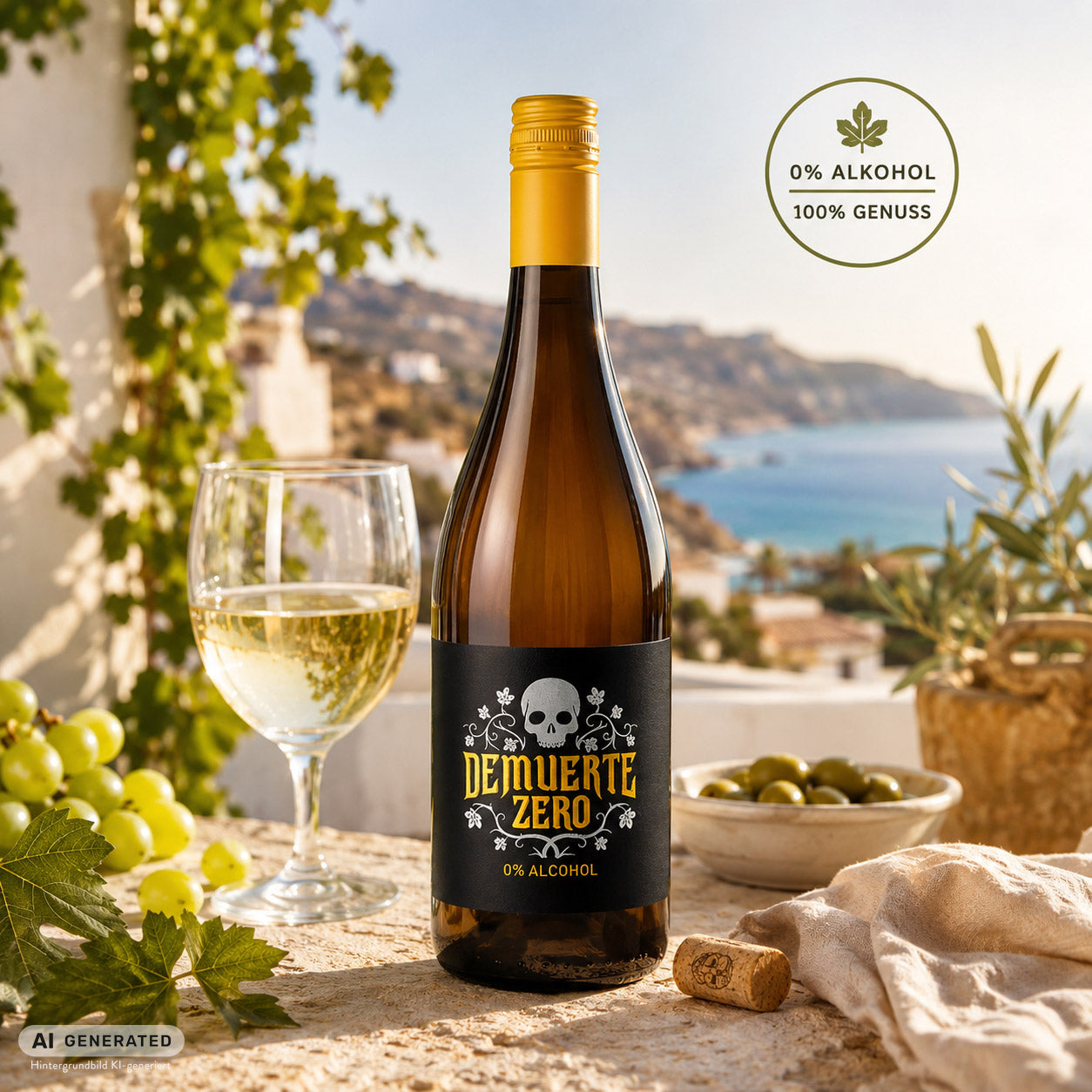 Demuerte Zero – Alkoholfreier Weißwein | 0 % vol. | 750 ml | Spanien, Yecla