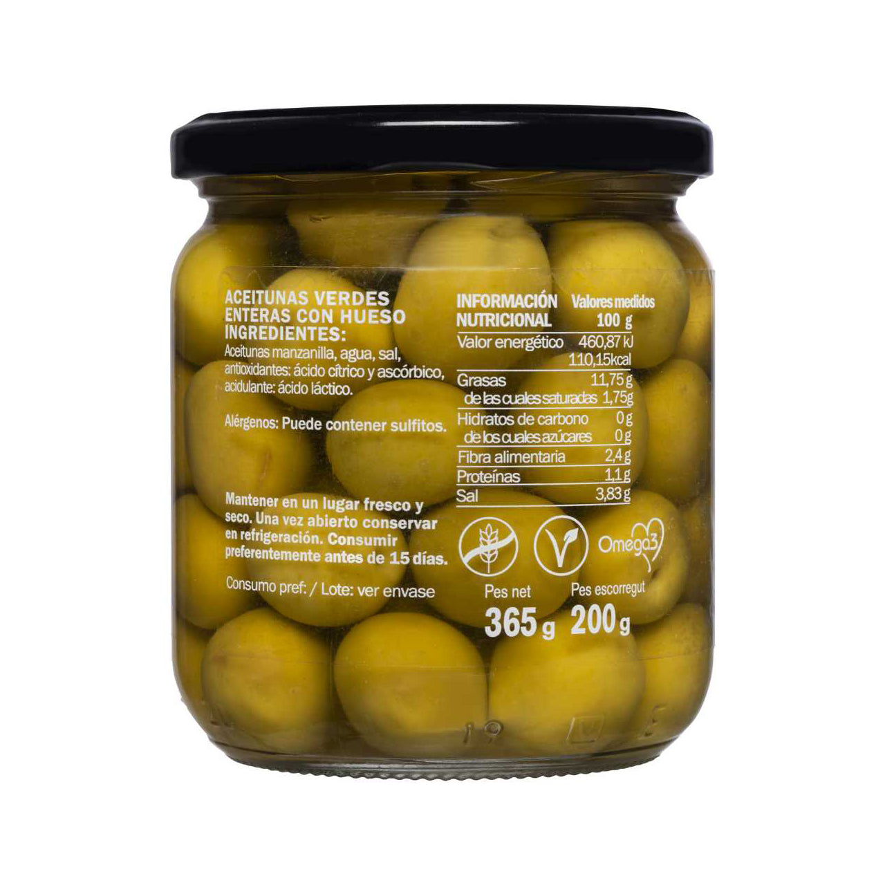 Aceituna Manzanilla Gigante - Große grüne Sevillana-Oliven mit Kern