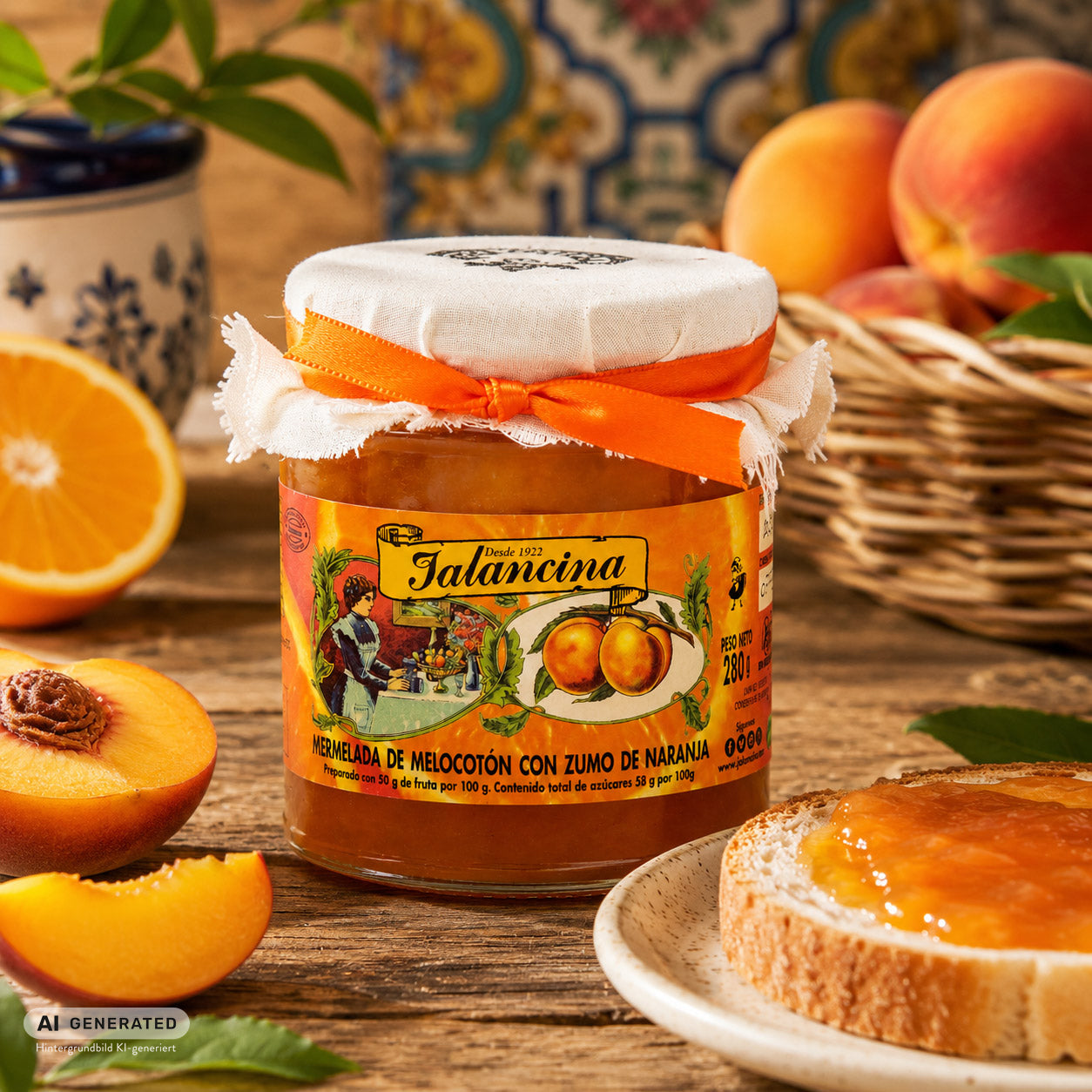 Jalancina – Pfirsichmarmelade mit Orangensaft | 280 g | Spanien, Valencia