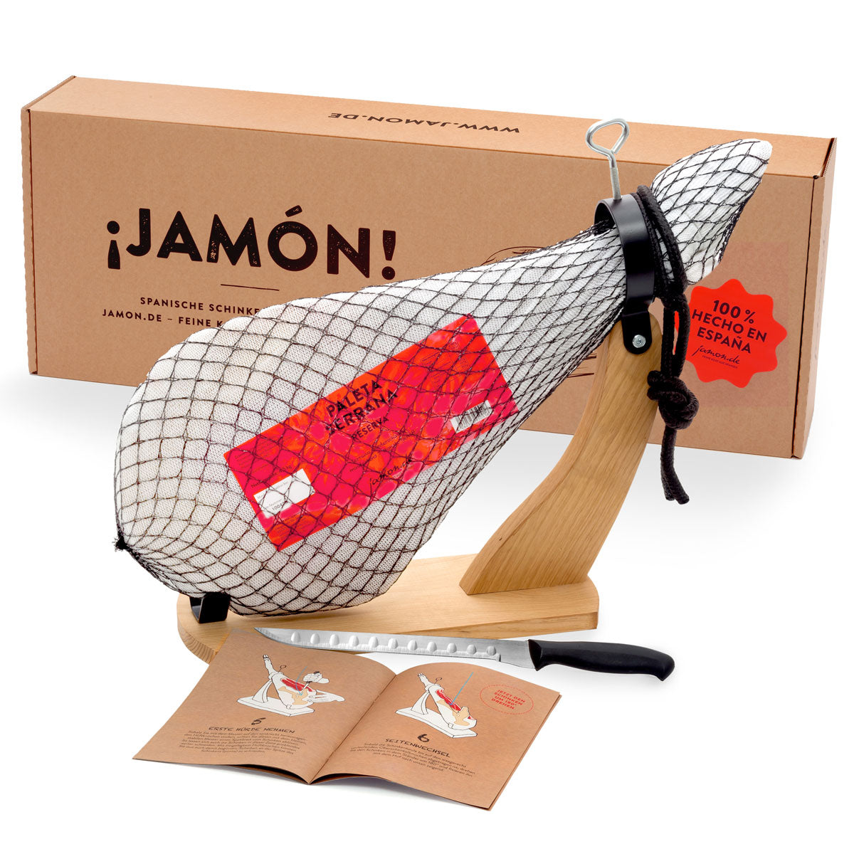 JAMON-BOX NR. 1 - Serrano-Schinken 4,5kg im Geschenkkarton mit Zubehör