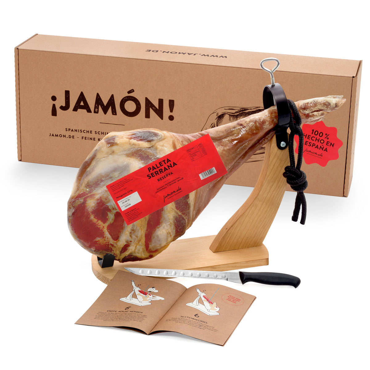 JAMON-BOX NR. 1 - Serrano-Schinken 4,5kg im Geschenkkarton mit Zubehör