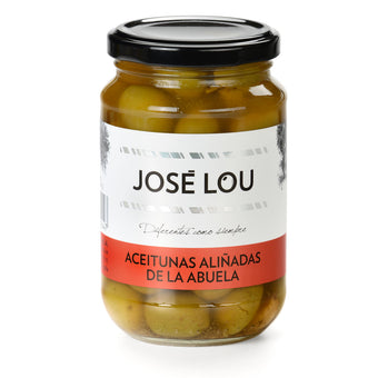Aceitunas a la Abuela - Grüne Oliven mit Paprika und Knoblauch in würziger Essiglake
