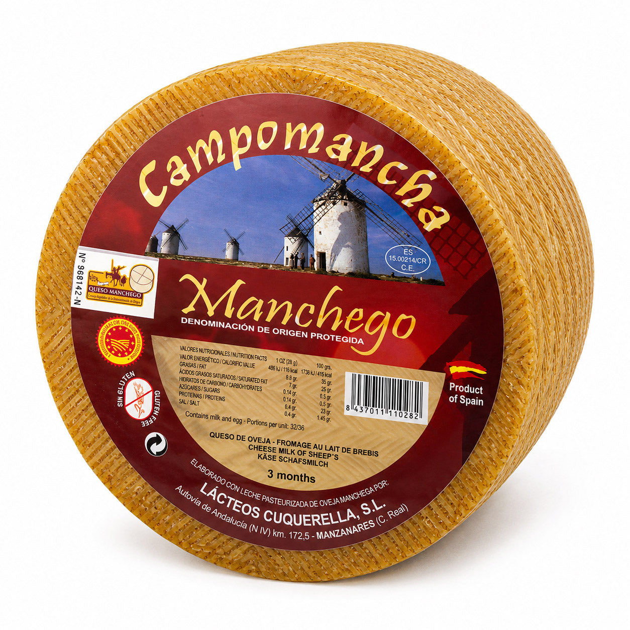 Manchegokäse - Ganzer Laib 1kg - D.O. Manchego 3 Monate gereift
