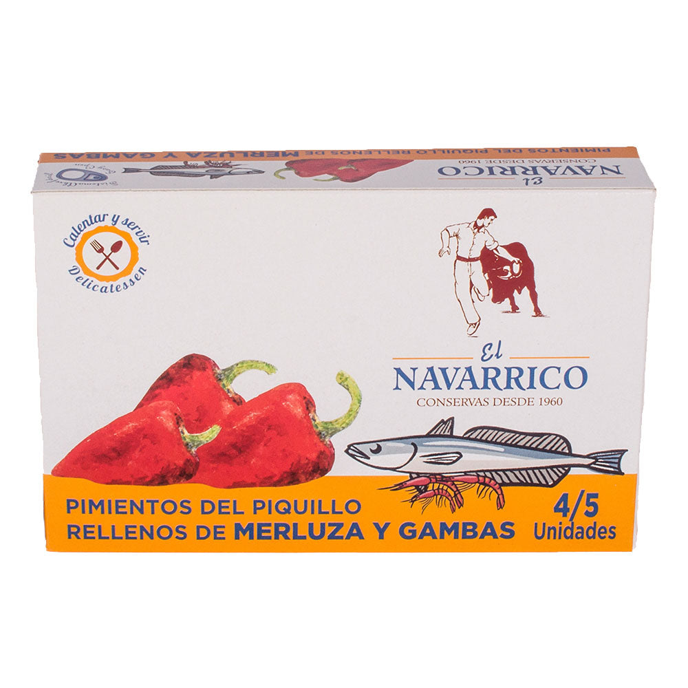 Pimientos rellenos de merluza y gambas - Mit Seehecht und Gambas gefüllte Paprikaschoten