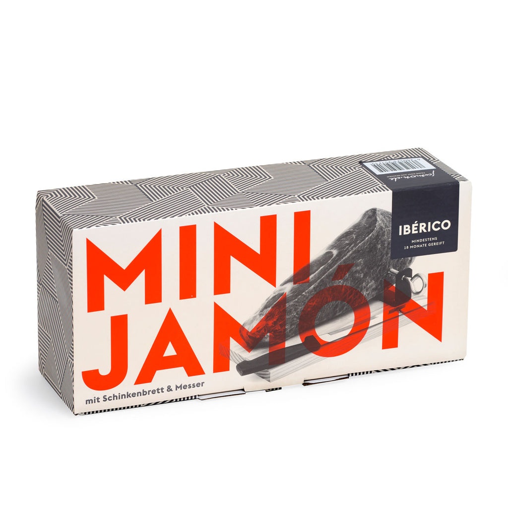 MINI IBÉRICO-SCHINKEN | Geschenkkarton | Mit Holzständer und Messer