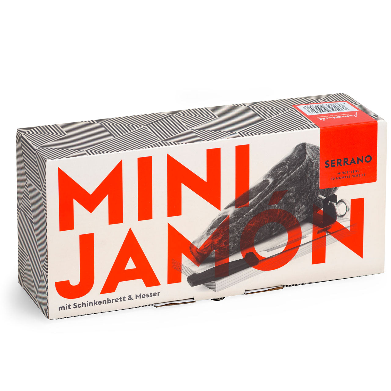 MINI-JAMON SERRANO | Im Geschenkkarton | Mit Holzbrett und Schinkenmesser