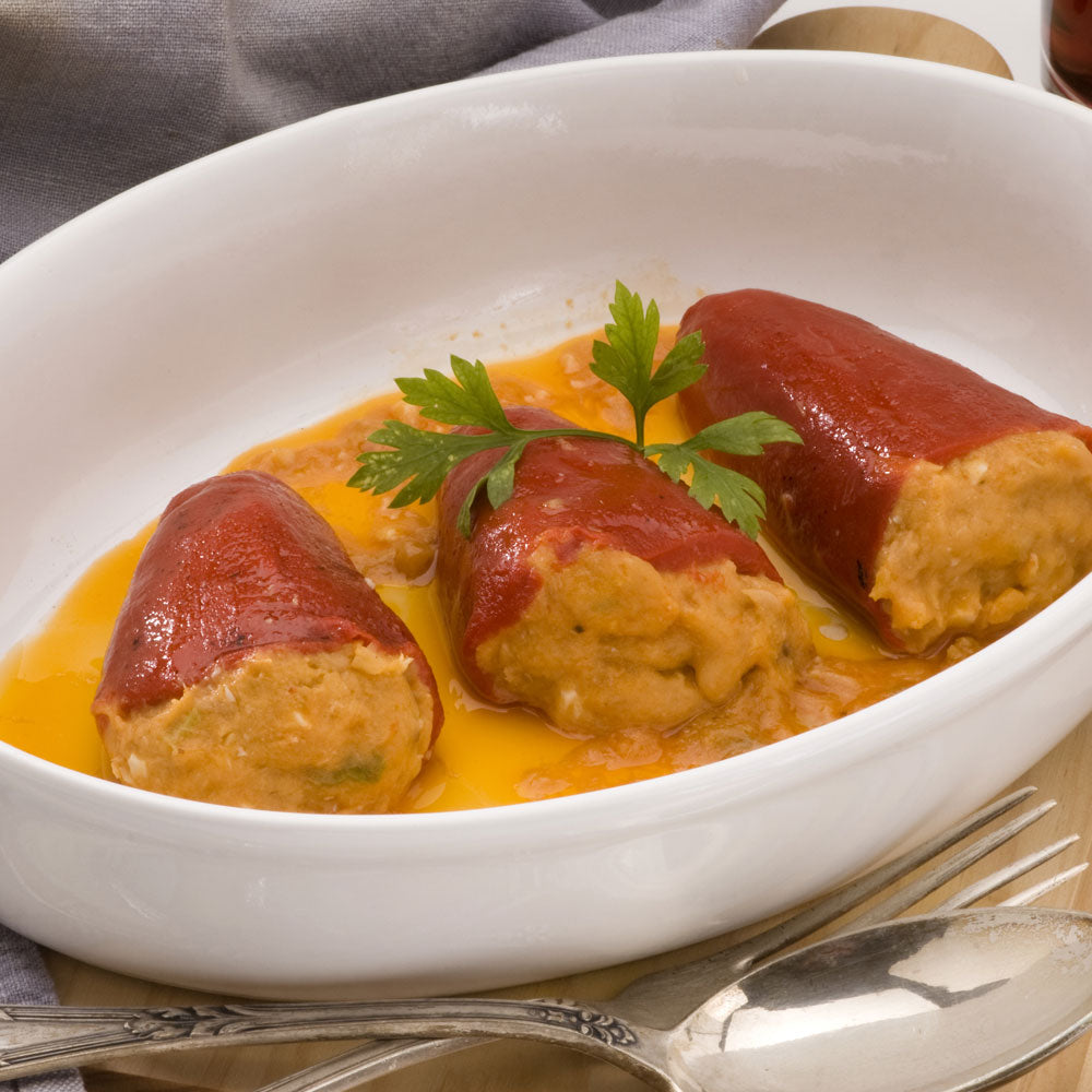 Pimientos rellenos de hongos - Mit Pilzen gefüllte Paprikaschoten