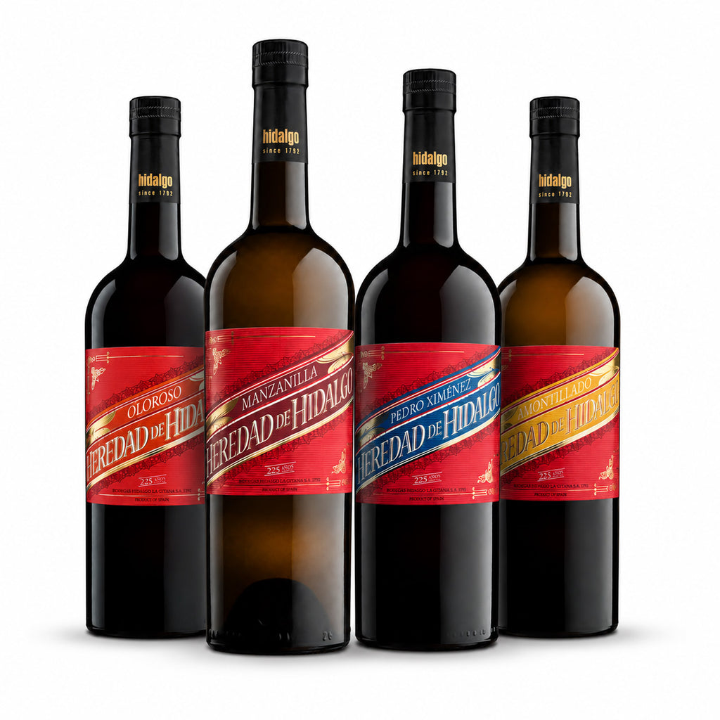 Sherry-Entdeckungsset – Heredad de Hidalgo | 4 Sorten | 4 × 750 ml | Spanien, Jerez
