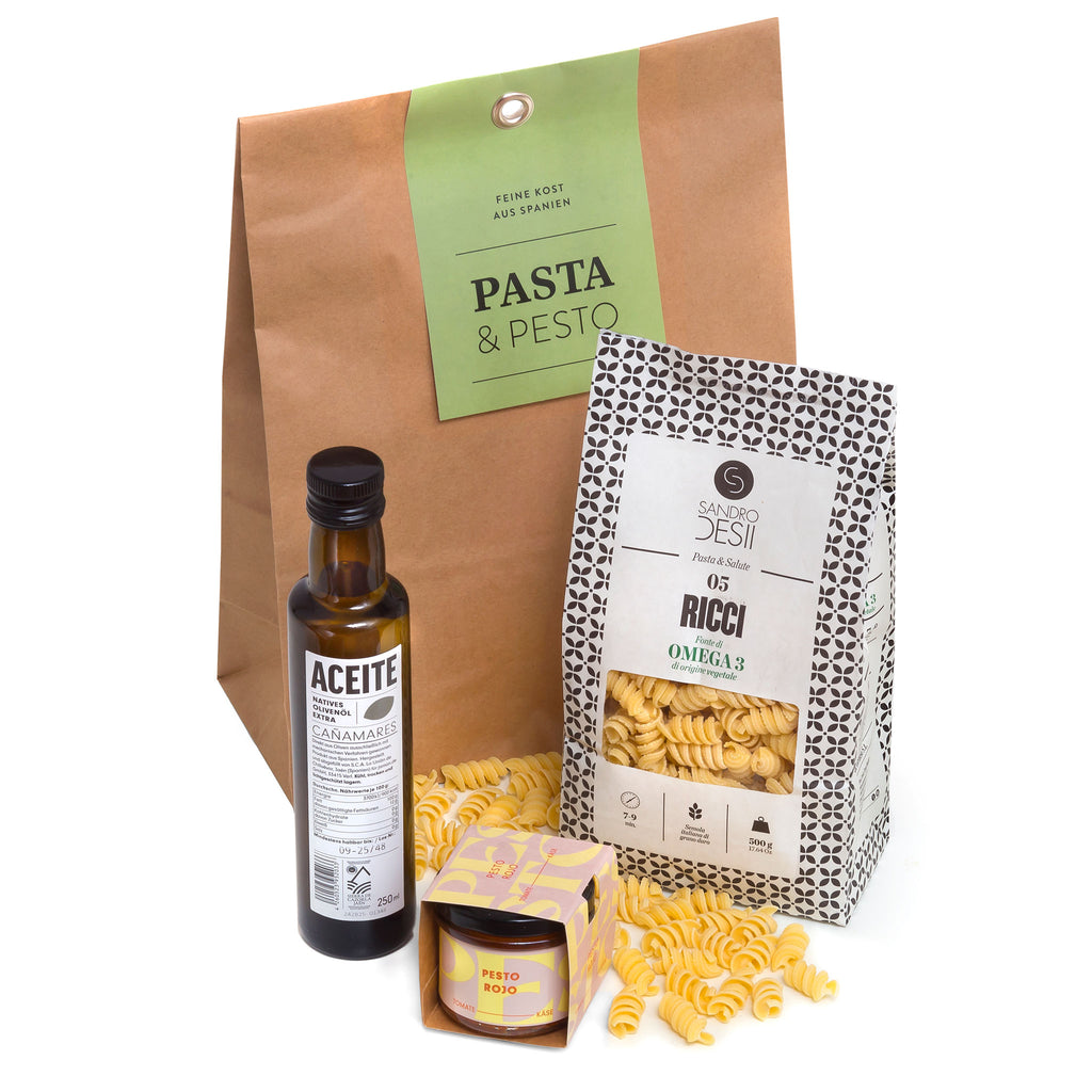 PASTA & PESTO - Mediterrane Geschenktüte mit Pasta, Pesto & Olivenöl