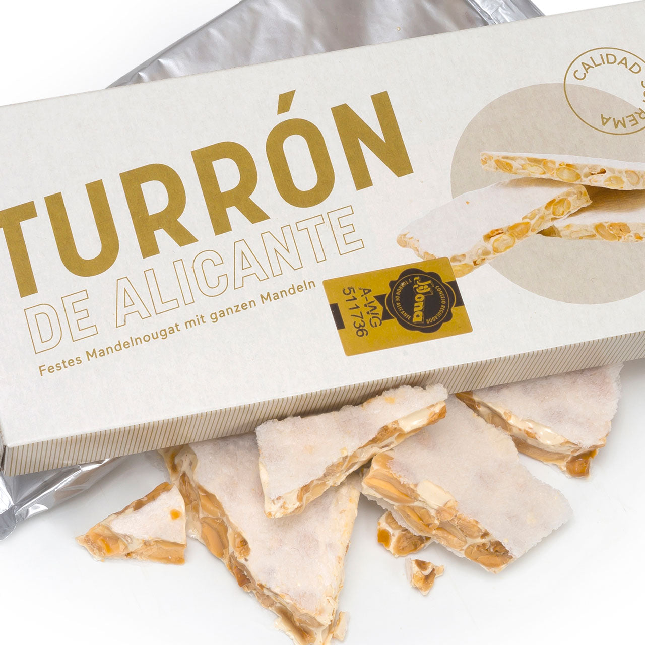 Turrón de Alicante - Festes Mandelnougat aus ganzen Mandeln